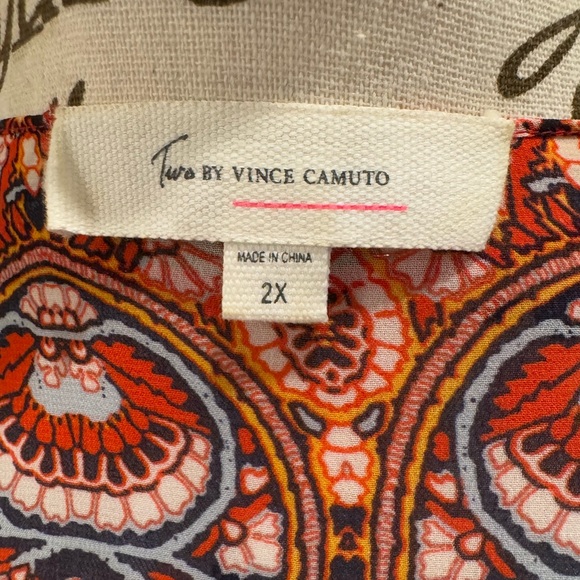 Two by Vince Camuto Blue & Red Floral Boho Fringe Lightweight Cardigan- size 2X - Picture 7 of 8